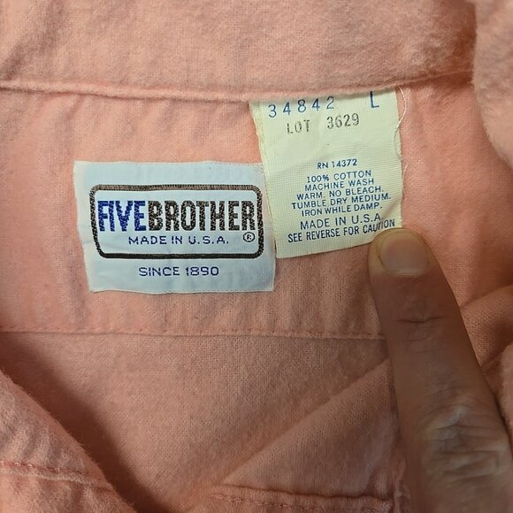Vintage Five Brother Flannel Shirt Womens Size Large Pink Union Made in USA - Picture 7 of 8